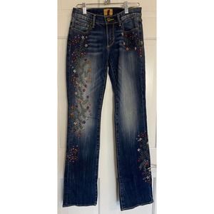 Driftwood Embroidered Floral Kelly Jeans Women Size 25 Sundance Boho Bootcut A8